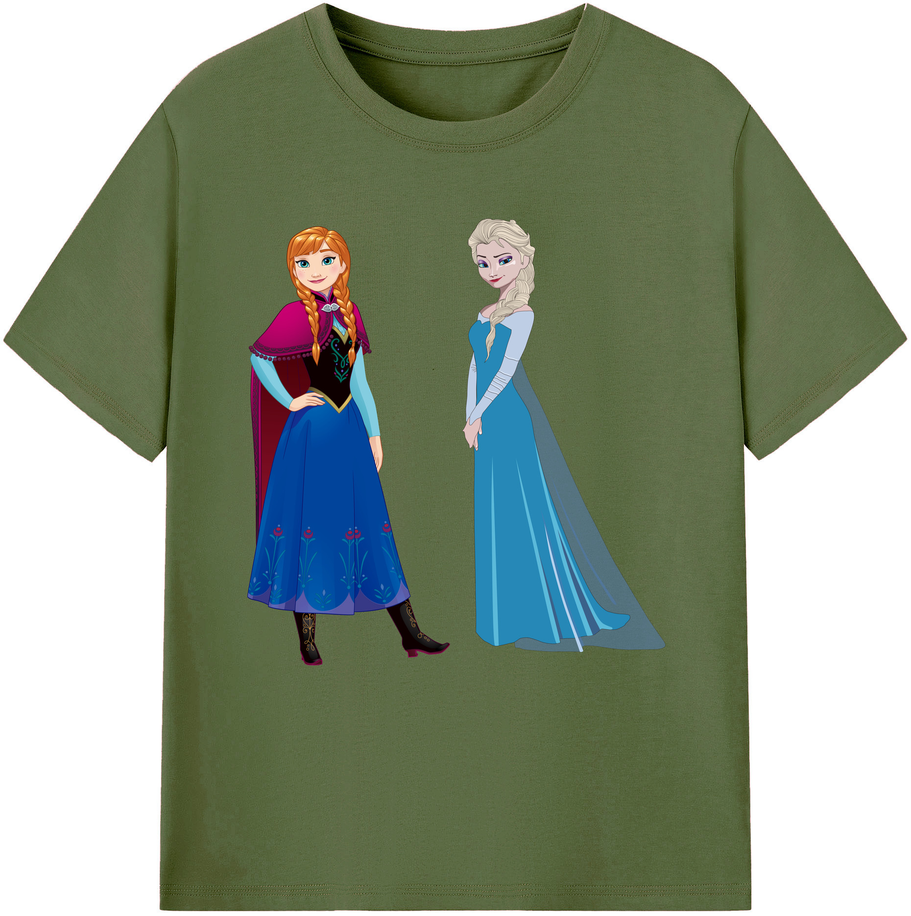 （画像用） アナと雪の女王 アンナ エルサ Frozen Anna Elsa 綿100％半袖Tシャツ（フロントプリント）